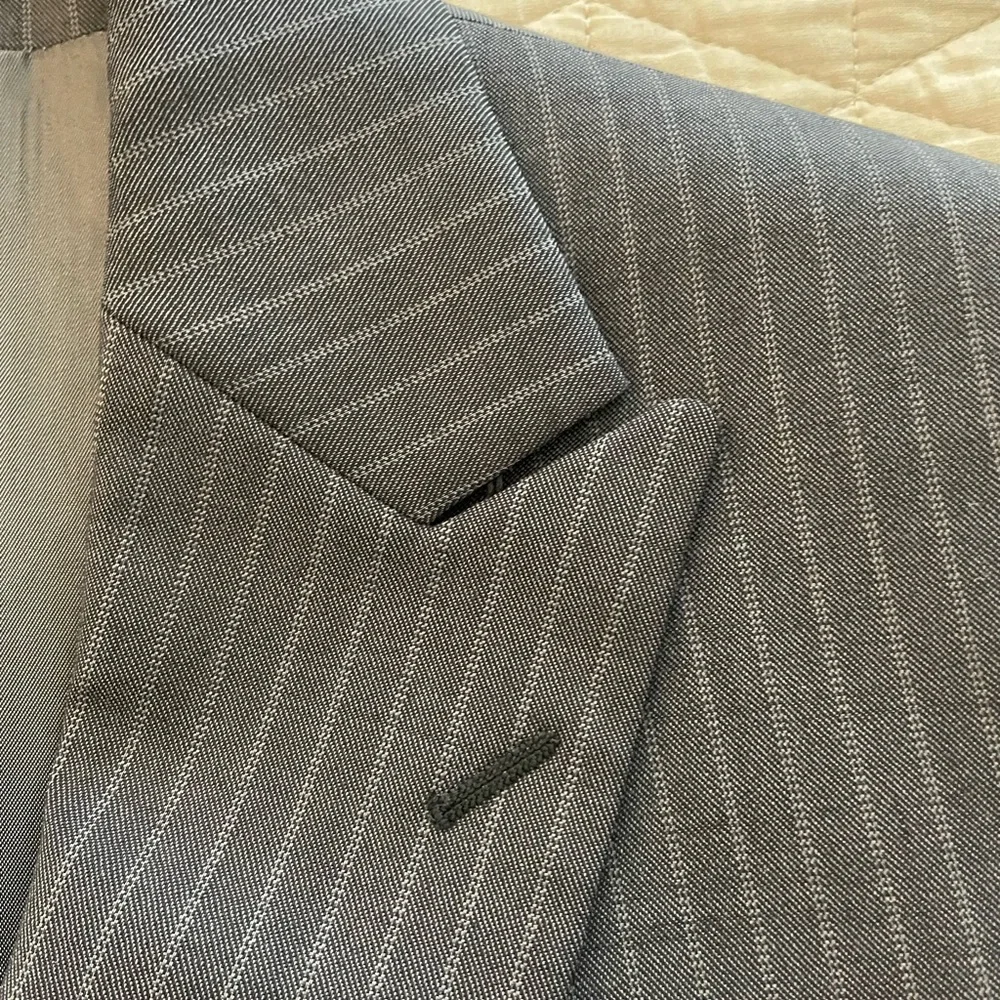 Theory Made in Canada Striped Wool Peak Lapel Jacket in‎ Gray 40 R $595